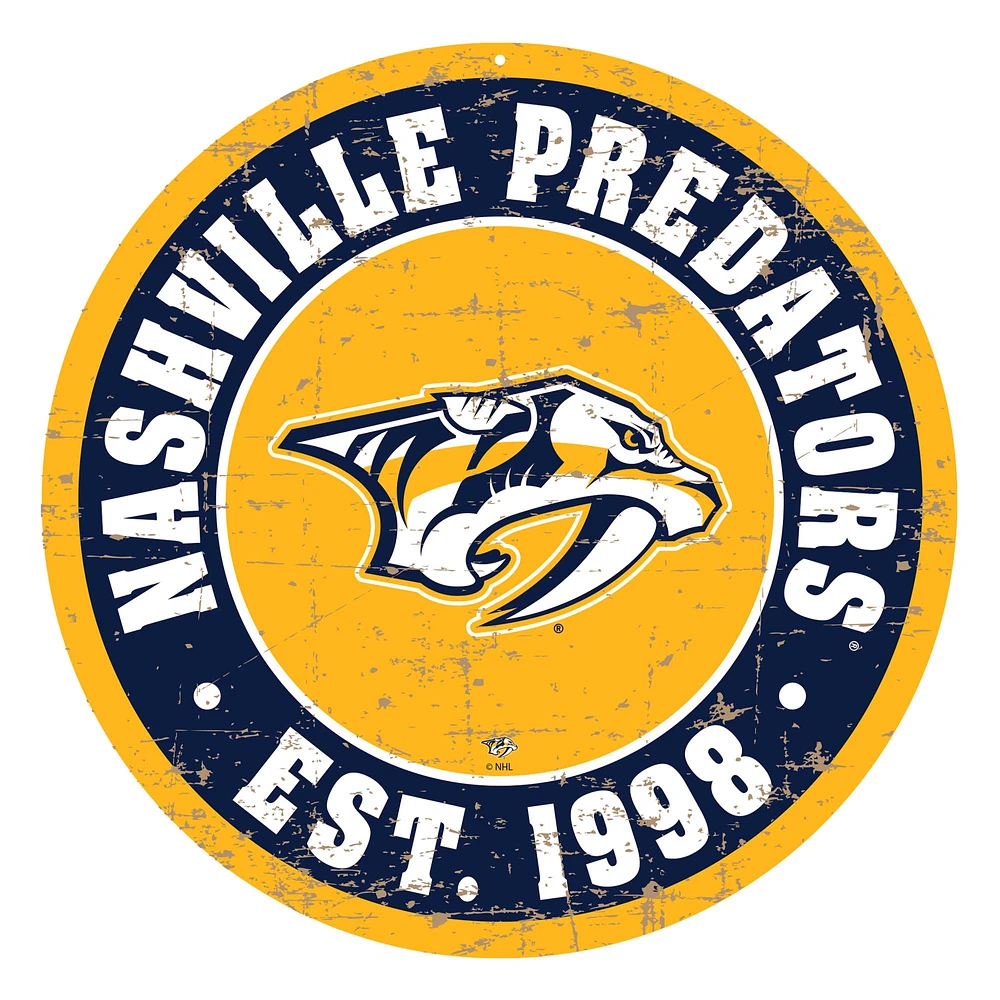 Nashville Predators - 22'' Round PVC Distressed Logo Wall Sign