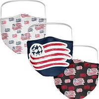 Adult Fanatics New England Revolution All Over Logo Face Covering 3-Pack