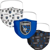 Adult Fanatics San Jose Earthquakes All Over Logo Face Covering 3-Pack