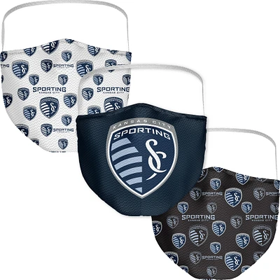 Adult Fanatics Sporting Kansas City All Over Logo Face Covering 3-Pack