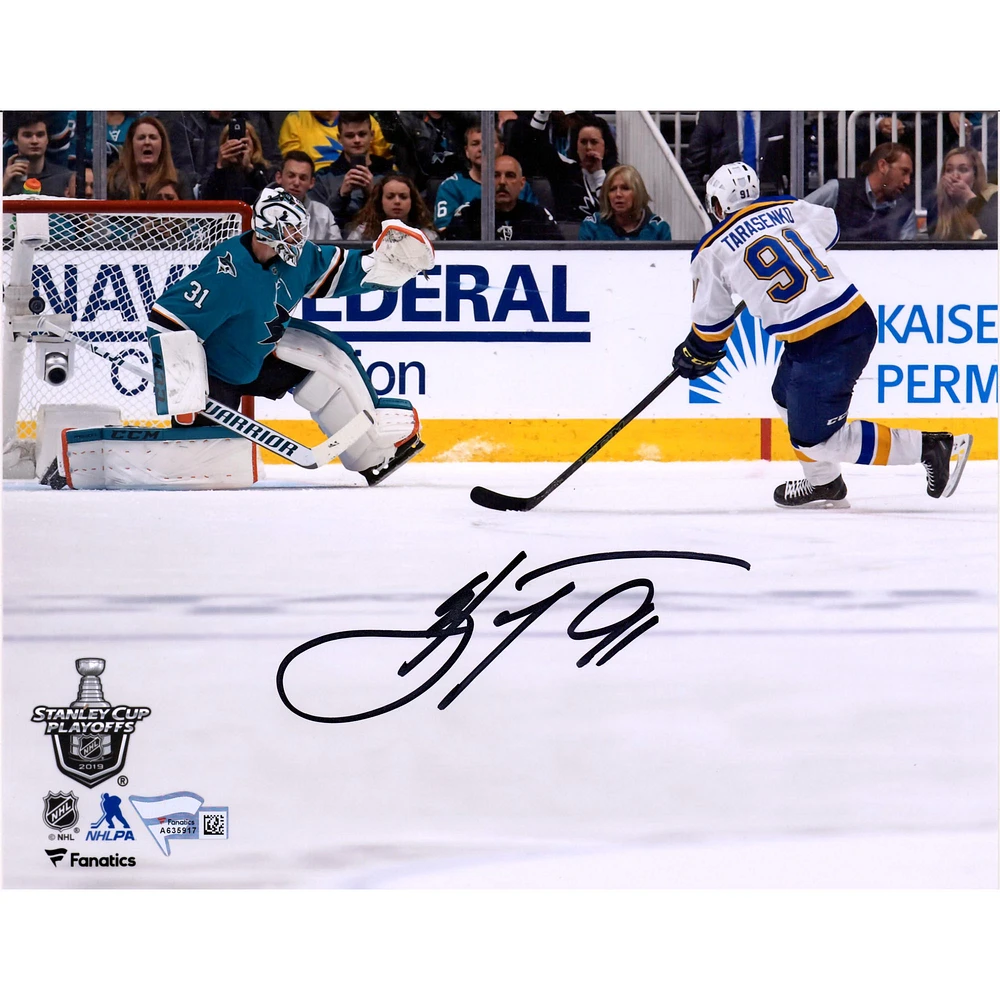 Vladimir Tarasenko St. Louis Blues Autographed 8'' x 10'' 2019 Stanley Cup Playoffs Game 5 Penalty Shot Goal vs. San Jose Sharks Photograph