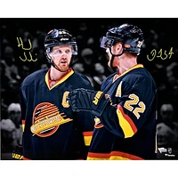 Daniel Sedin and Henrik Sedin Vancouver Canucks Autographed 16" x 20" Throwback Jersey Spotlight Photograph