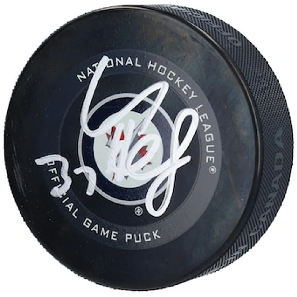 Connor Hellebuyck Winnipeg Jets Autographed 2019 Model Official Game Puck