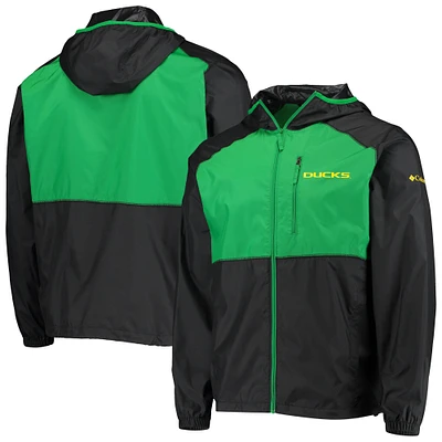 Men's Columbia Black/Green Oregon Ducks Flash Forward Hoodie Full-Zip Lightweight Windbreaker