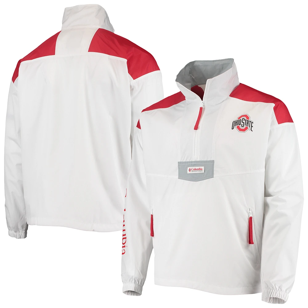 Men's Columbia White Ohio State Buckeyes Santa Ana Anorak Quarter-Zip Jacket