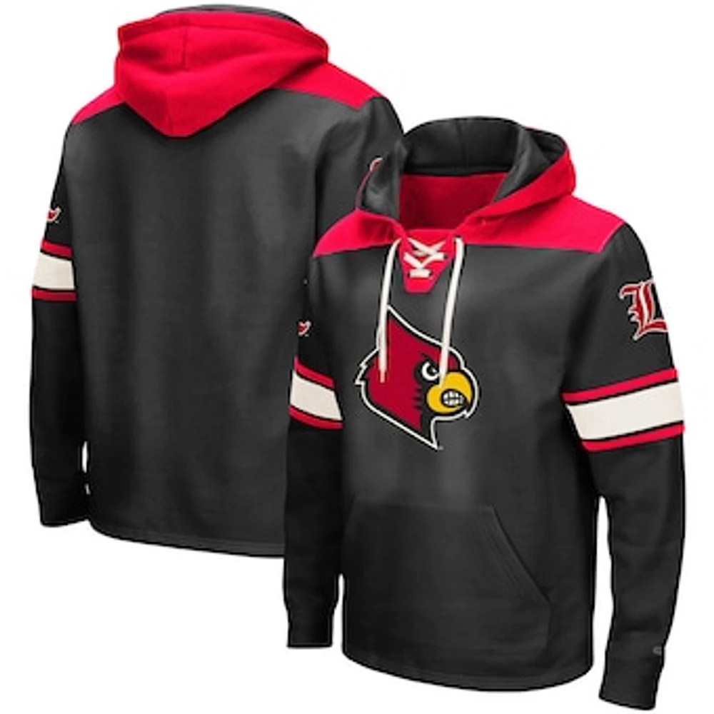 Men's Colosseum Black Louisville Cardinals 2.0 Lace-Up Pullover Hoodie