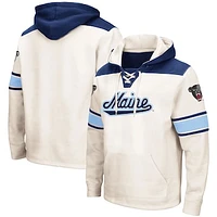 Men's Colosseum Cream Maine Black Bears 2.0 Lace-Up Pullover Hoodie