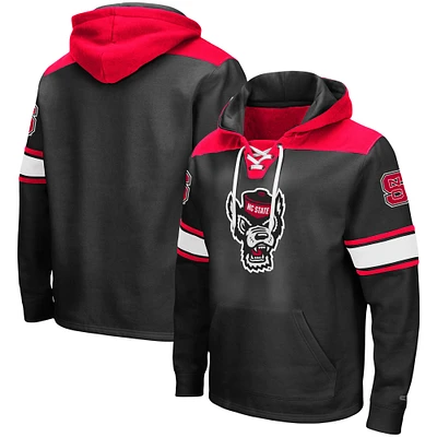 Men's Colosseum Black NC State Wolfpack Lace-Up Pullover Hoodie