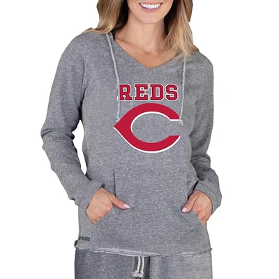 Women's Concepts Sport Gray Cincinnati Reds Mainstream Terry Long Sleeve Hoodie Top