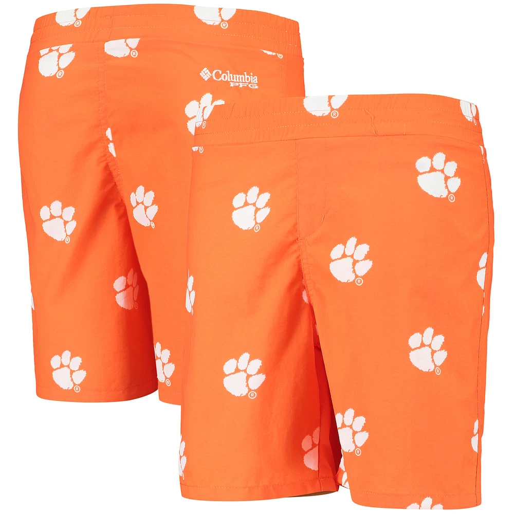 Youth Columbia Orange Clemson Tigers Backcast Printed Omni-Shade Shorts