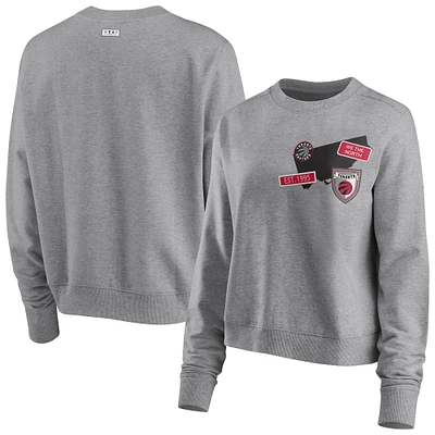 Women's WEAR by Erin Andrews Heathered Gray Toronto Raptors Patch Applique Pullover Sweatshirt