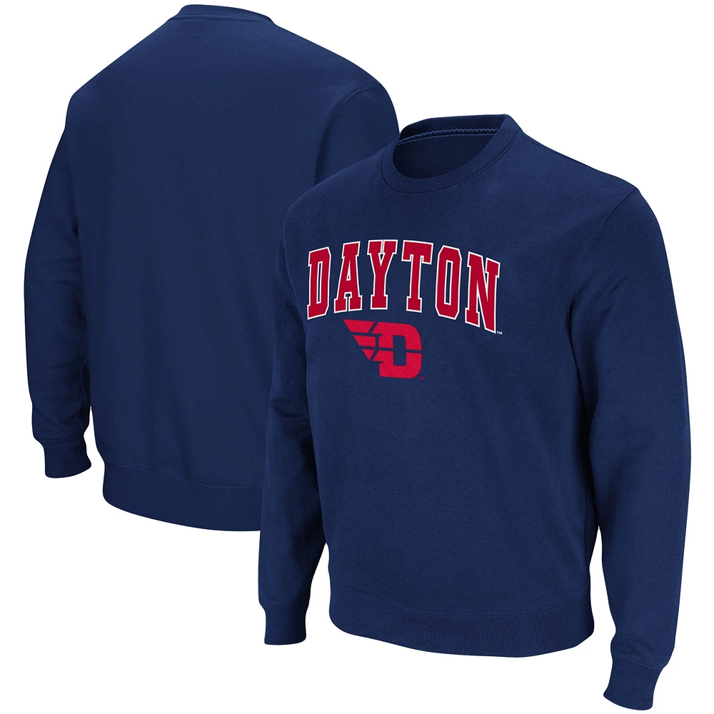 Men's Colosseum Navy Dayton Flyers Arch & Logo Tackle Twill Pullover Sweatshirt