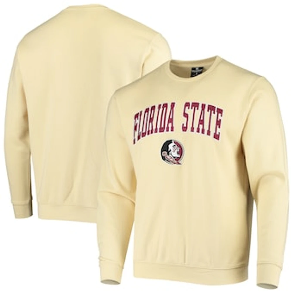 Men's Colosseum Gold Florida State Seminoles Arch & Logo Tackle Twill Pullover Sweatshirt