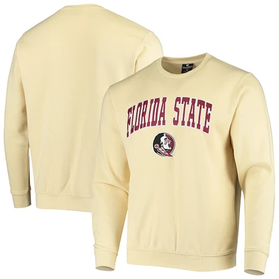 Men's Colosseum Gold Florida State Seminoles Arch & Logo Tackle Twill Pullover Sweatshirt