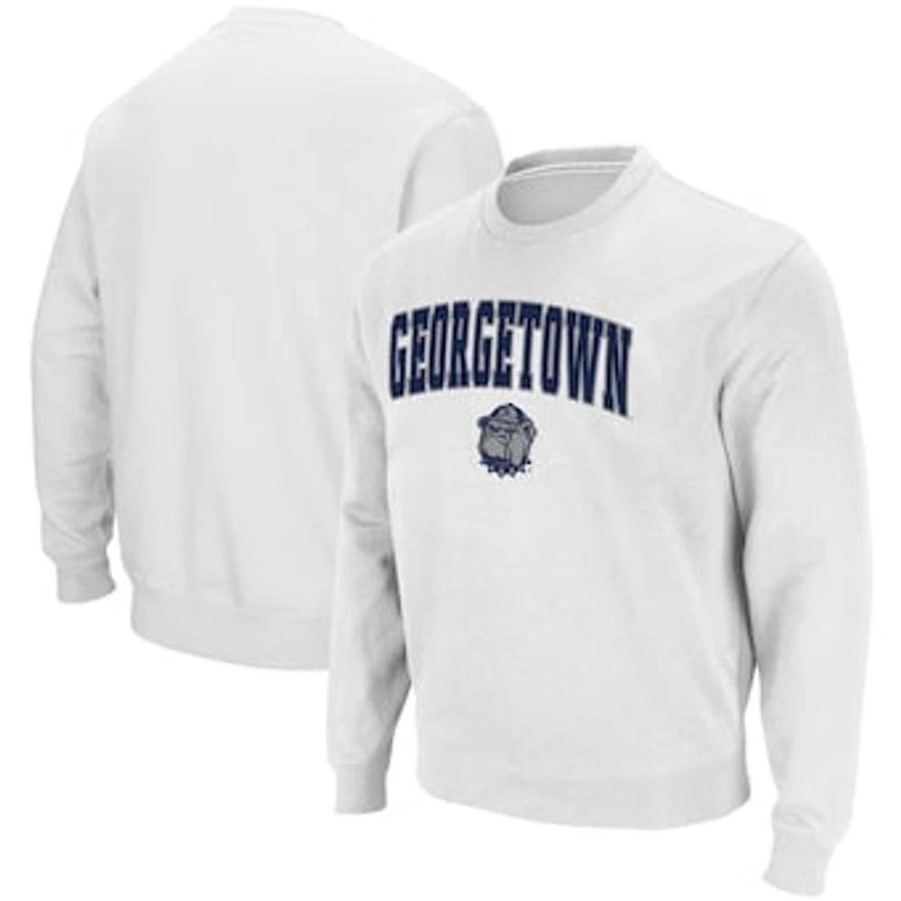 Men's Colosseum White Georgetown Hoyas Arch & Logo Tackle Twill Pullover Sweatshirt