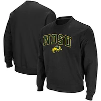 Men's Colosseum Black NDSU Bison Arch & Logo Tackle Twill Pullover Sweatshirt