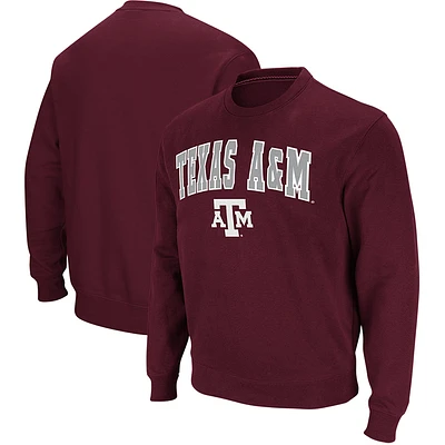 Men's Colosseum Maroon Texas A&M Aggies Arch & Logo Tackle Twill Pullover Sweatshirt