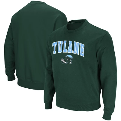 Men's Colosseum Green Tulane Wave Arch & Logo Tackle Twill Pullover Sweatshirt