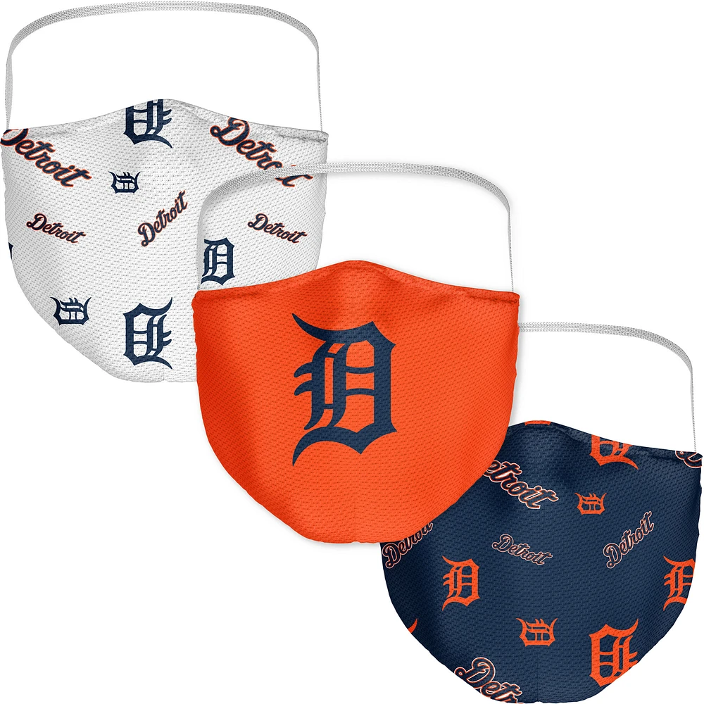 Adult Fanatics Detroit Tigers All Over Logo Face Covering 3-Pack