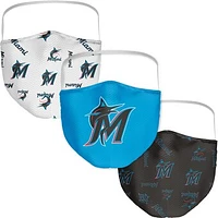 Adult Fanatics Miami Marlins All Over Logo Face Covering 3-Pack