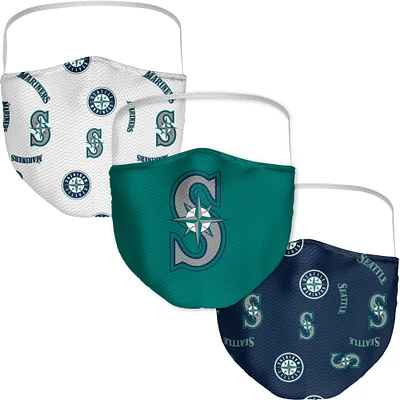 Adult Fanatics Seattle Mariners All Over Logo Face Covering 3-Pack