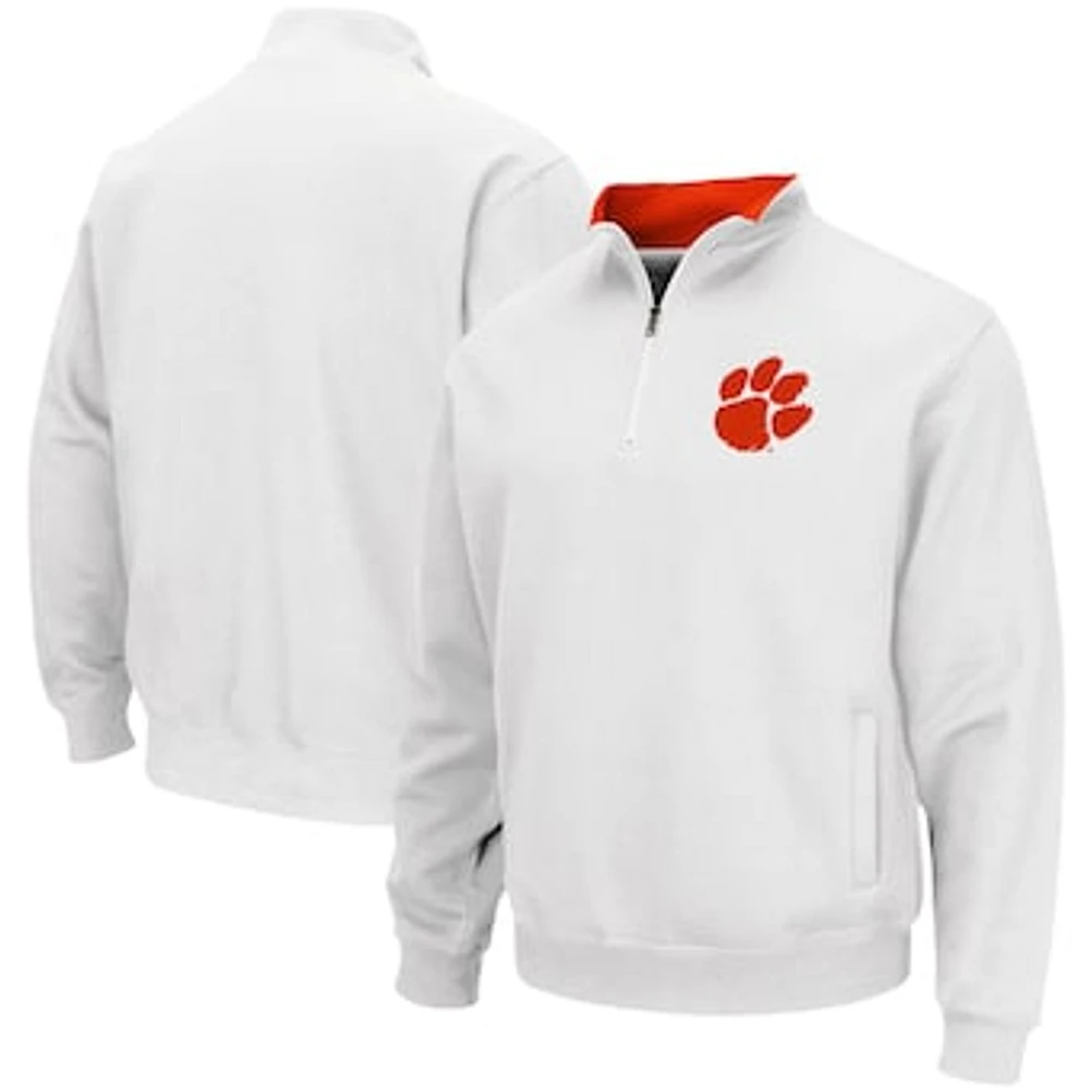 Men's Colosseum White Clemson Tigers Tortugas Logo Quarter-Zip Pullover Jacket