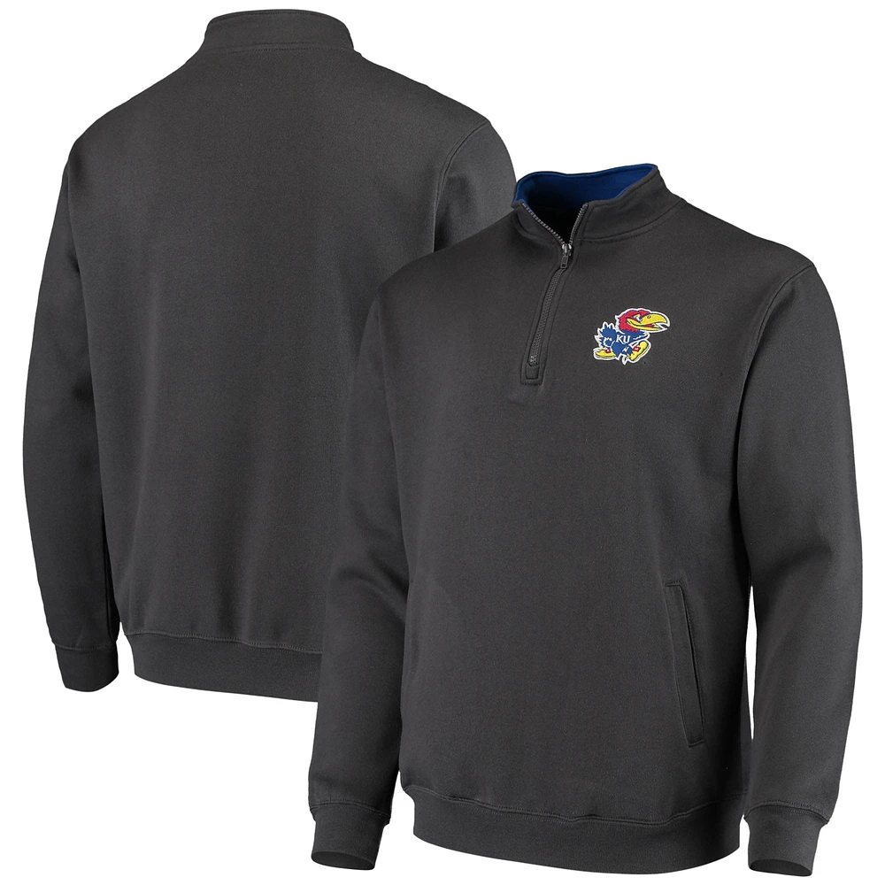 Men's Colosseum Charcoal Kansas Jayhawks Tortugas Logo Quarter-Zip Jacket