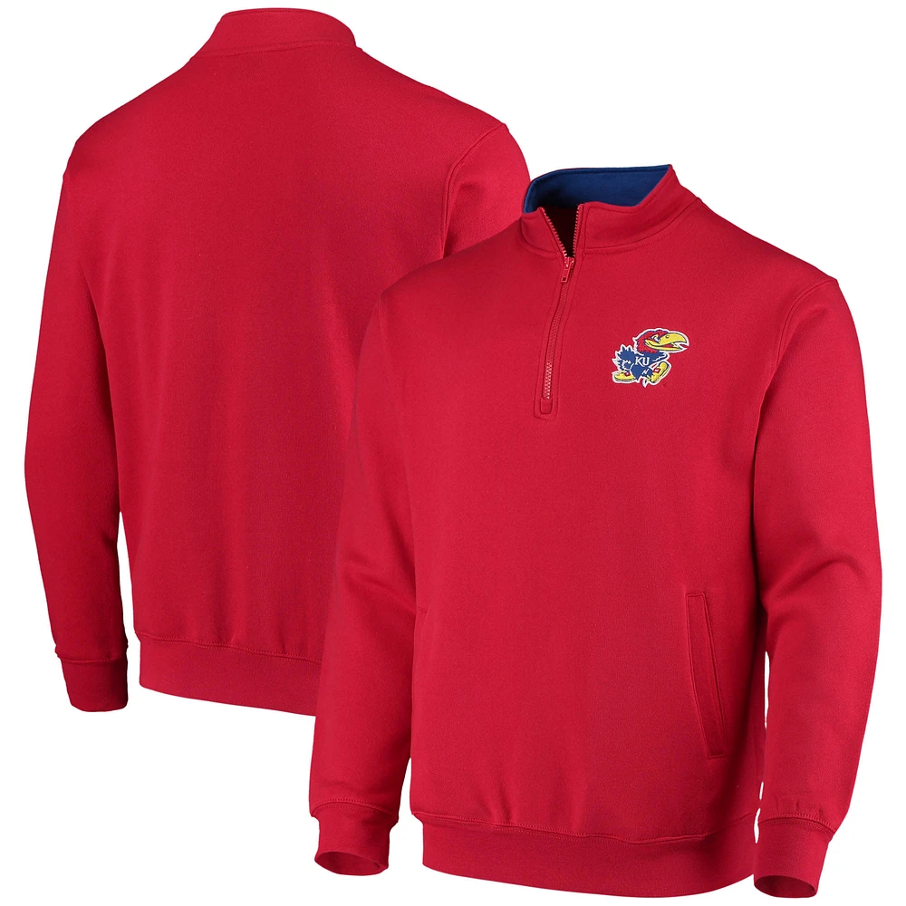 Men's Colosseum Red Kansas Jayhawks Tortugas Logo Quarter-Zip Jacket