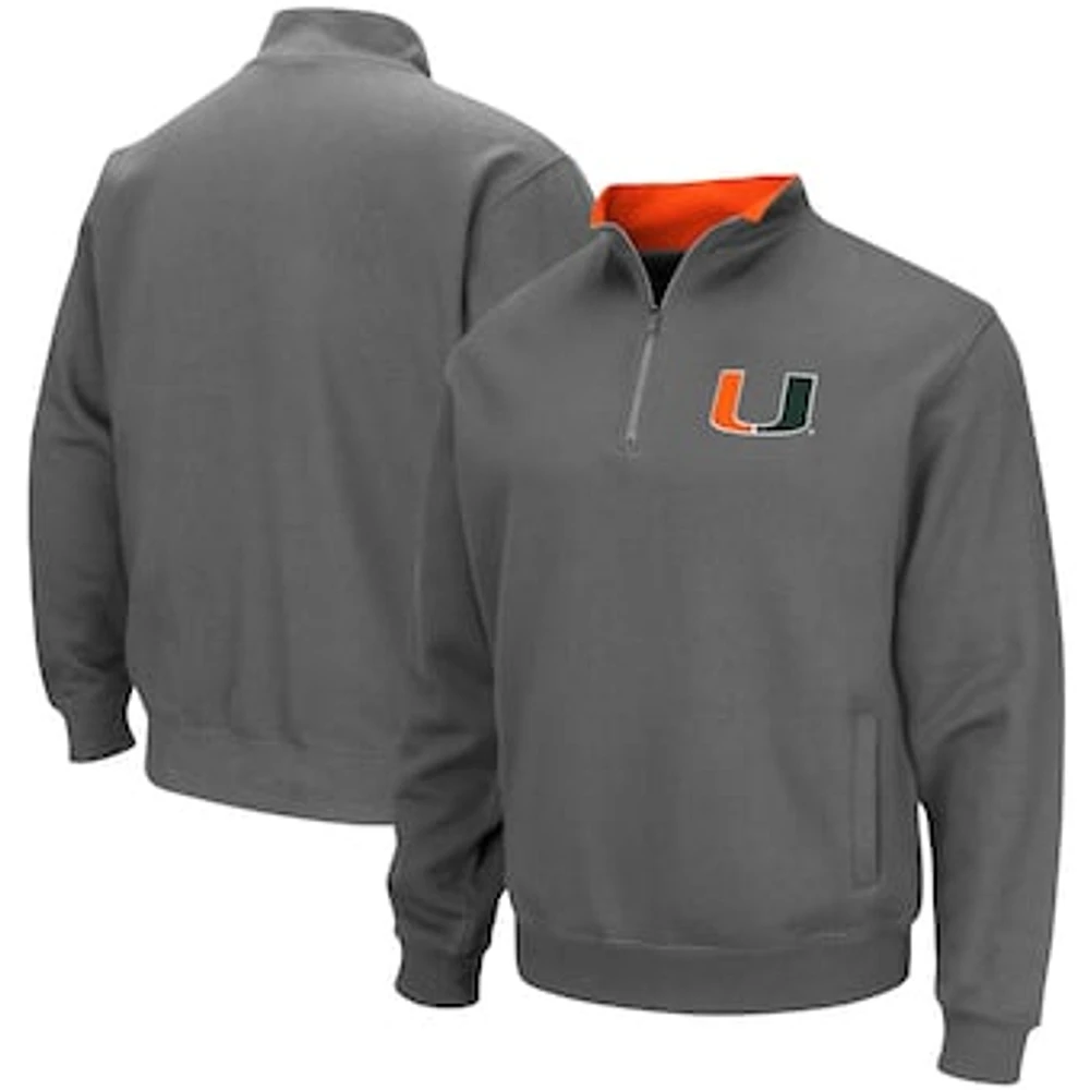 Men's Colosseum Charcoal Miami Hurricanes Tortugas Logo Quarter-Zip Jacket