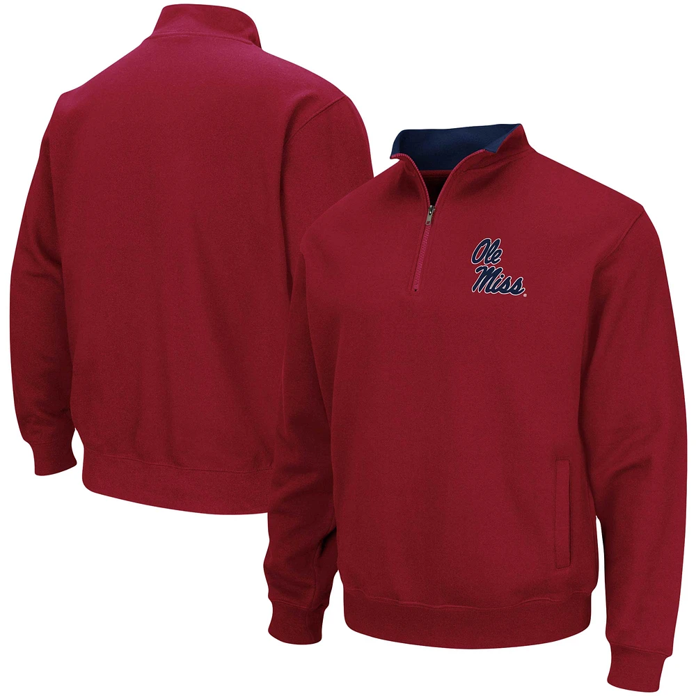 Men's Colosseum Red Ole Miss Rebels Tortugas Logo Quarter-Zip Jacket