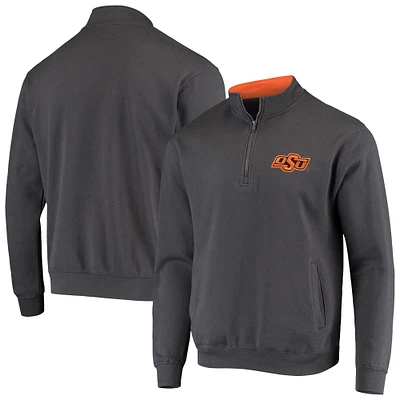 Men's Colosseum Charcoal Oklahoma State Cowboys Tortugas Logo Quarter-Zip Jacket