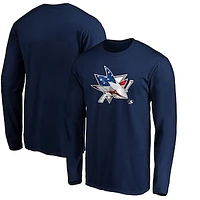 Men's Navy San Jose Sharks Banner Wave Logo Long Sleeve T-Shirt