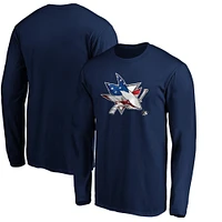 Men's Navy San Jose Sharks Banner Wave Logo Long Sleeve T-Shirt