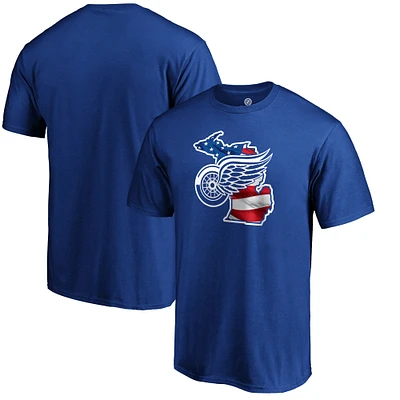 Men's Royal Detroit Red Wings NHL Banner State T-Shirt