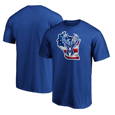 Men's Royal Milwaukee Bucks Banner State T-Shirt