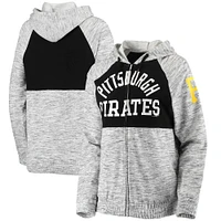 Women's New Era Black Pittsburgh Pirates French Terry Space Dye Raglan Full-Zip Hoodie