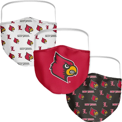 Adult Fanatics Louisville Cardinals All Over Logo Face Covering 3-Pack