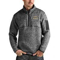 Men's Antigua Heather Charcoal Los Angeles Chargers Fortune Quarter-Zip Pullover Jacket