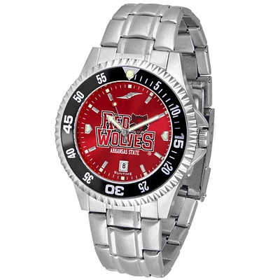 Scarlet Arkansas State Red Wolves Competitor Steel AnoChrome Color Bezel Watch