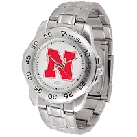 White Nebraska Huskers Sport Steel Watch