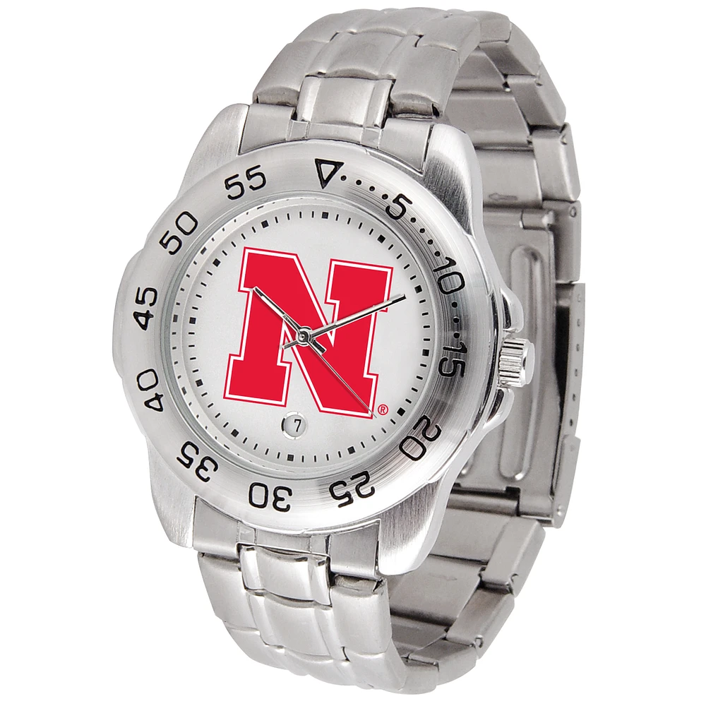 White Nebraska Huskers Sport Steel Watch
