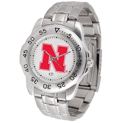 White Nebraska Huskers Sport Steel Watch