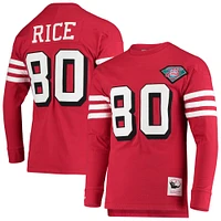 Men's Mitchell & Ness Jerry Rice Scarlet San Francisco 49ers Throwback Retired Player Name Number Long Sleeve Top