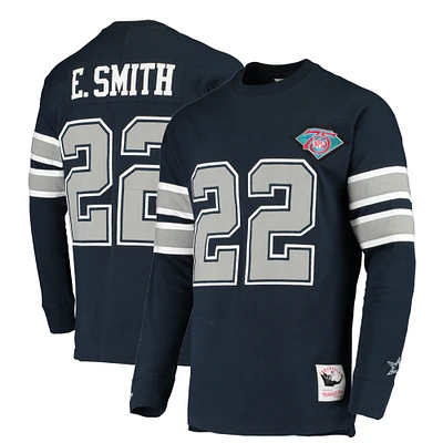 Men's Mitchell & Ness Emmitt Smith Navy Dallas Cowboys Throwback Retired Player Name Number Long Sleeve Top