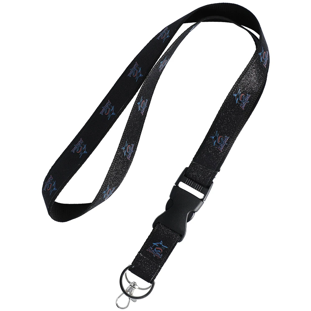 Black Miami Marlins Sparkle Lanyard