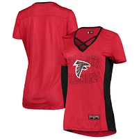 Women's New Era Red Atlanta Falcons Contrast Inset V-Neck T-Shirt