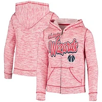 Girls Youth New Era Heathered Red Washington Wizards Space Dye Full-Zip Hoodie