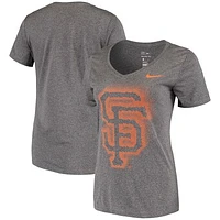 Women's Nike Charcoal San Francisco Giants Fade Legend Performance V-Neck T-Shirt