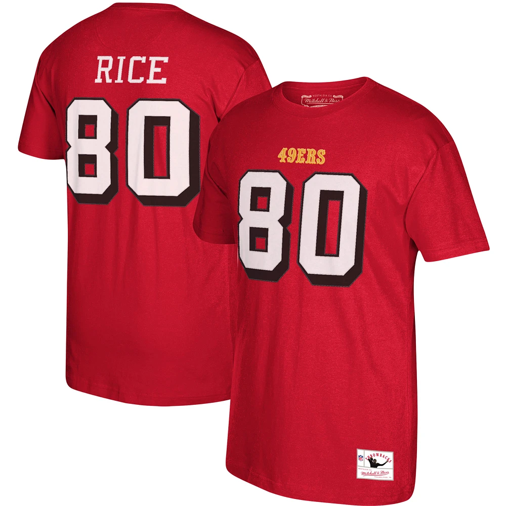 Men's Mitchell & Ness San Francisco 49ers Jerry Rice Scarlet Retired Player Name Number T-Shirt