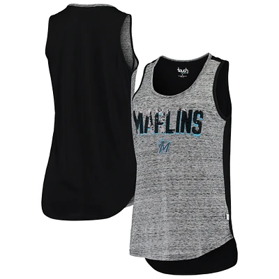 Women's Touch Heathered Gray Miami Marlins Wildcard Tank Top